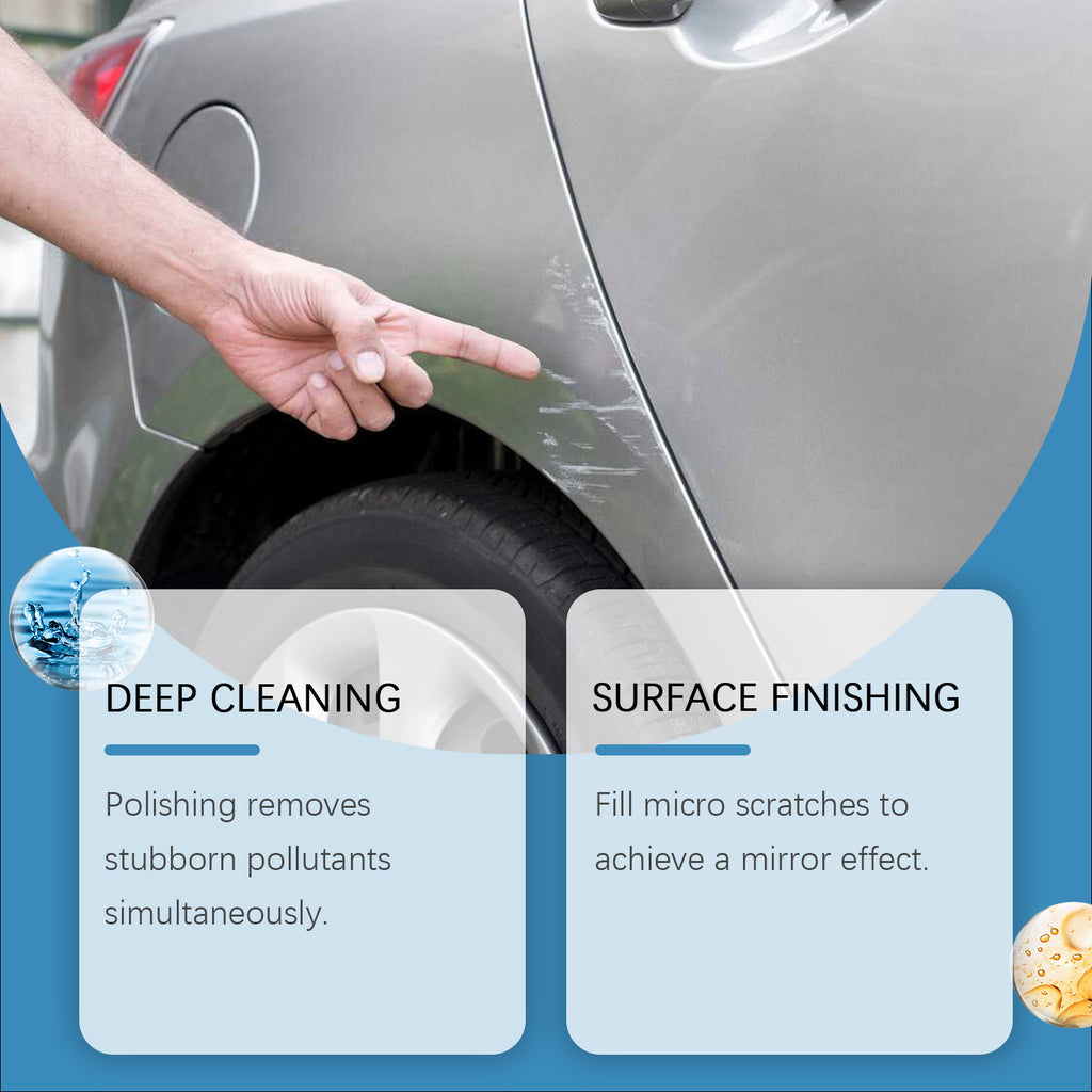 Before and after scratch removal comparison on car paint