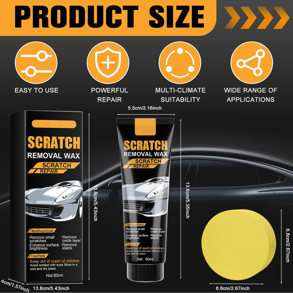 2 Set 2026 New Car Scratch Removal Wax, Scratch Remover for Vehicles, Car Scratch Repair Paste with Sponge, Car Polishing Wax Scratchs Remover Cars Paint Scratchs Repair Kit for Deep Scratches